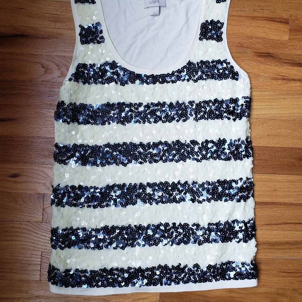 Loft sequin tank. Sheer back.  Size Medium. NWOT